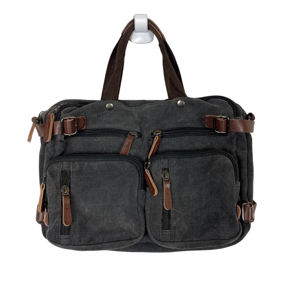 Men's Convertible Messenger / Backpack Combo Canvas Leather Detail Bag